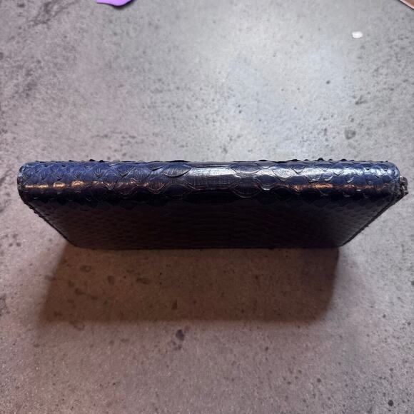 Chanel Blue Exotic Python Leather Wallet Navy Zippy Luxury Designer SHW - Picture 3 of 8